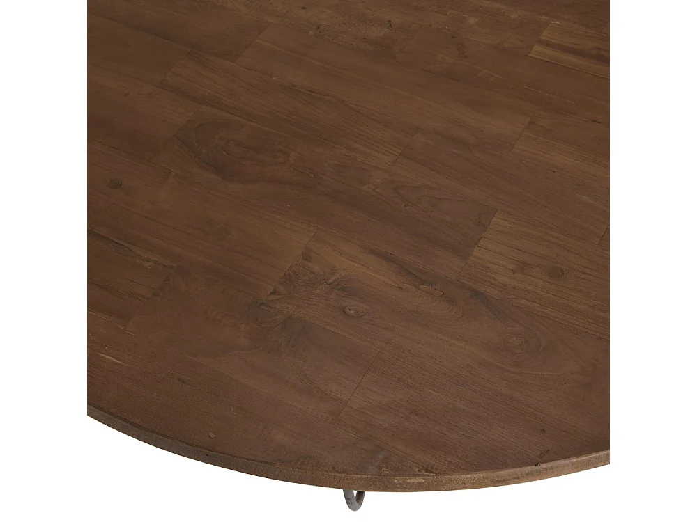 SIXTINE - Table basse plateau 120x120cm bois Teck recyclé métal noir