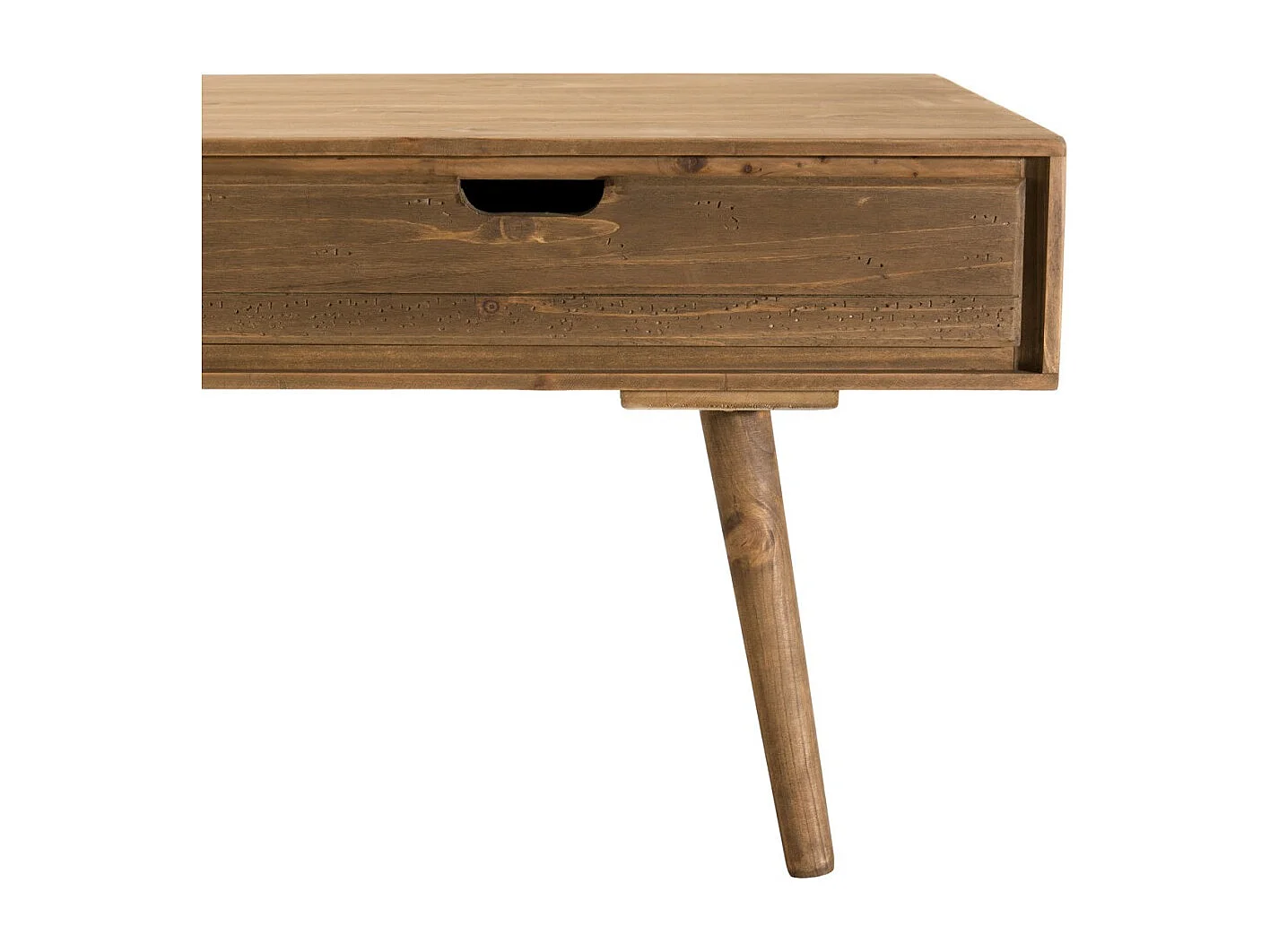 ANDY - Table basse marron scandi rectangulaire 4 tiroirs bois