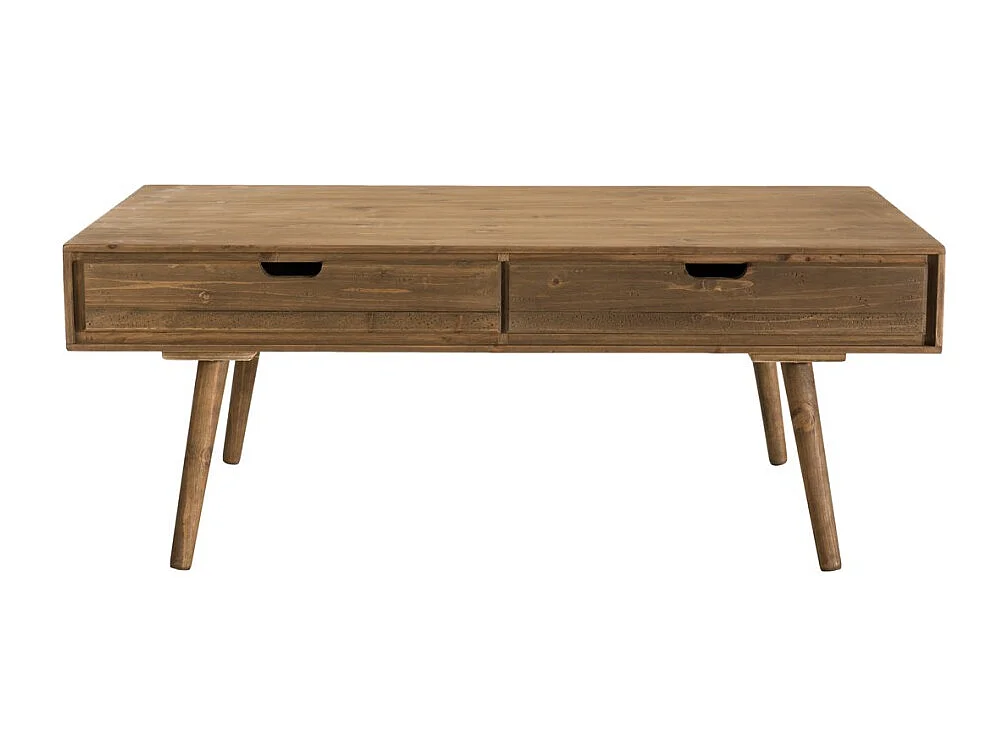 ANDY - Table basse marron scandi rectangulaire 4 tiroirs bois