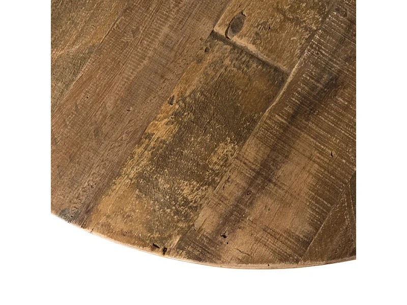 SIXTINE - Table basse ronde diam 75 bois de teck recyclé marron