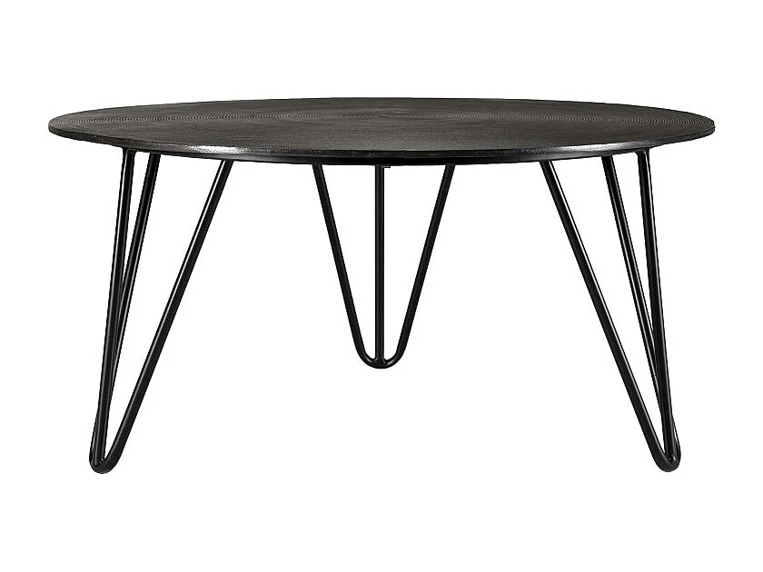 JOHAN - Table basse ronde 75x75cm alu. noir pieds épingles métal noir