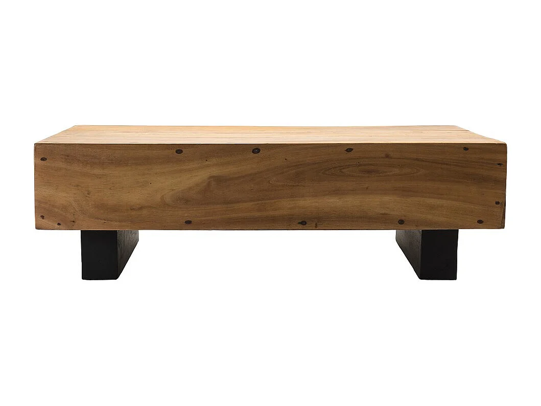 SAM - Table basse poutres 120x60cm bois Suar pieds noirs