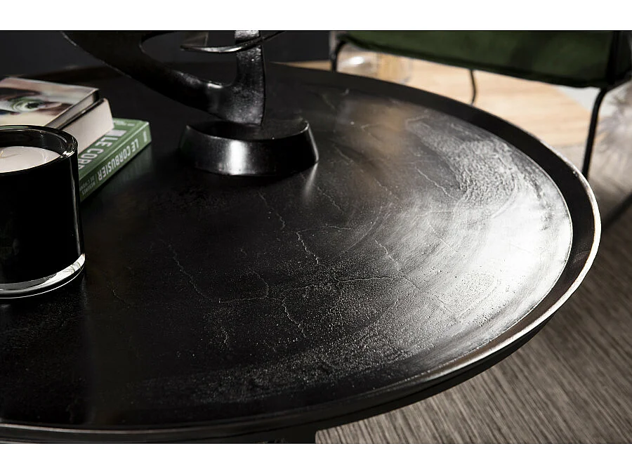 JONAS - Table basse ronde 100x100cm aluminium noir