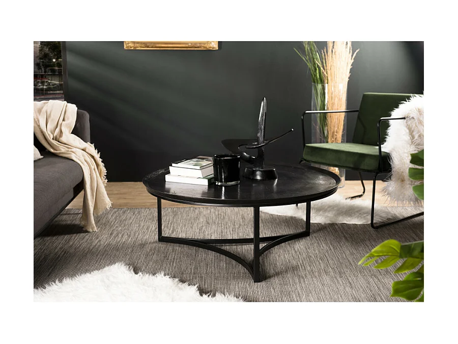 JONAS - Table basse ronde 100x100cm aluminium noir