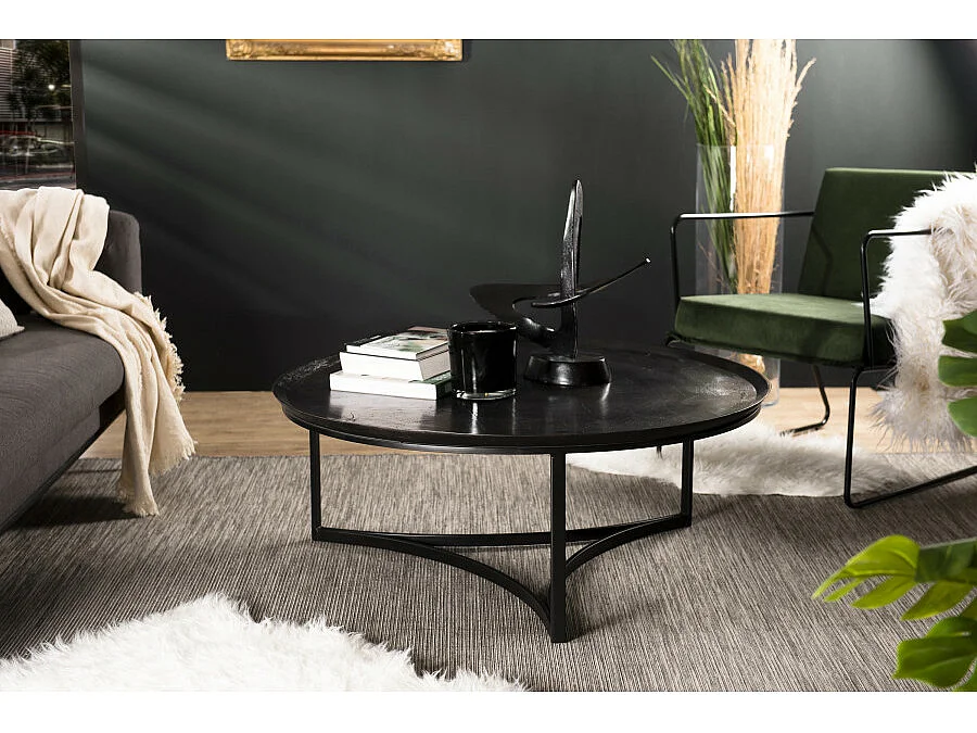 JONAS - Table basse ronde 100x100cm aluminium noir