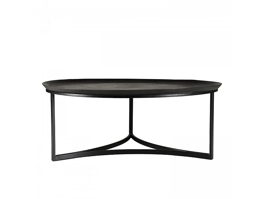 JONAS - Table basse ronde 100x100cm aluminium noir