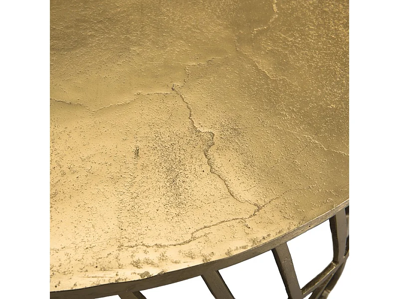 JOHAN - Table basse ronde 89x89cm aluminium doré piètement graphique