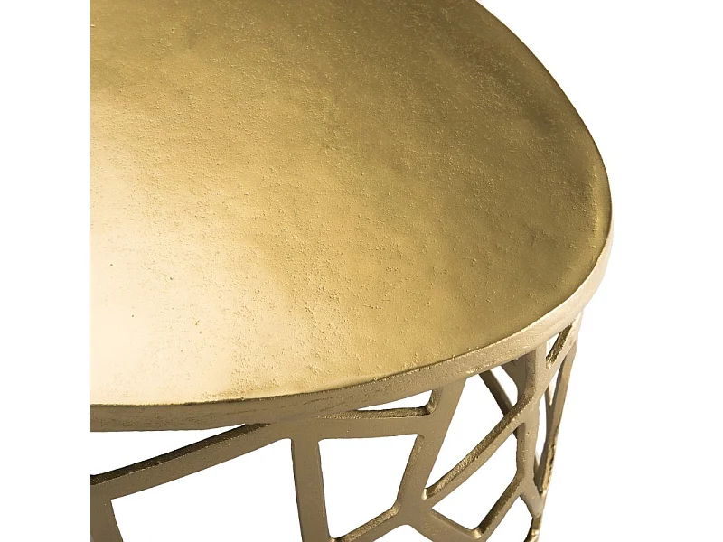 JOHAN - Table basse ovale 150x60cm aluminium doré piètement graphique