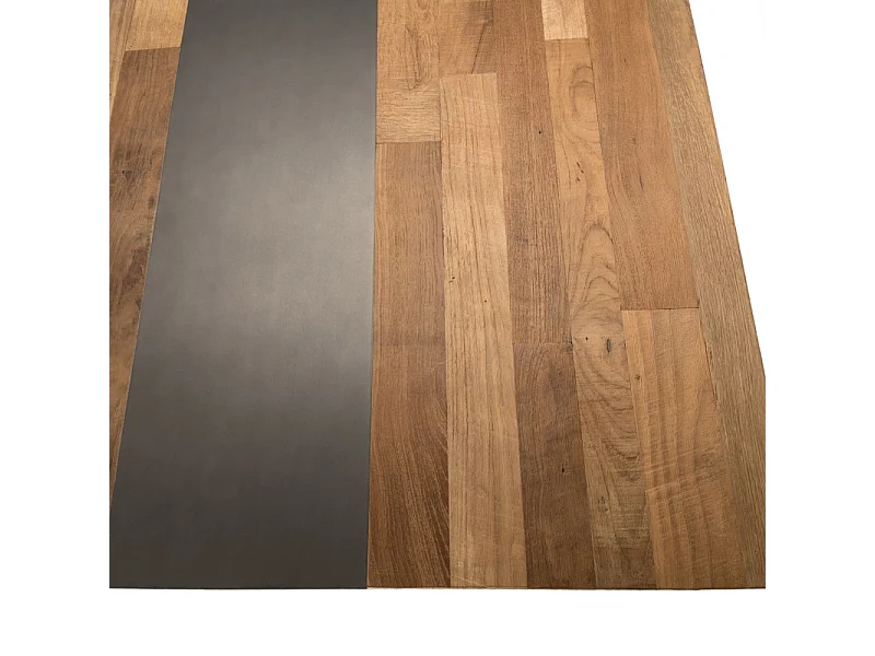 MAXENCE - Table basse carrée 120x120cm bois Teck recyclé et pieds noir