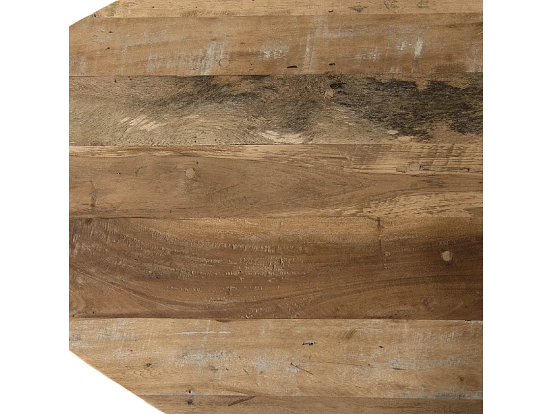 SIXTINE - Table basse bois ovoïde Teck recyclé pieds métal