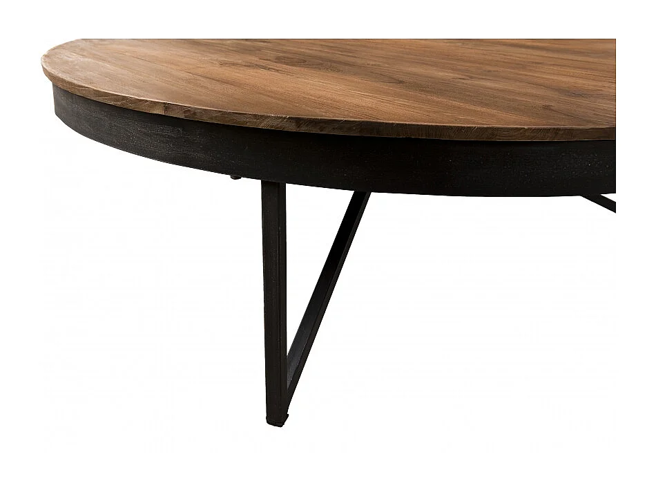 SIXTINE - Table basse ronde diam110 plateau bois teck recyclé marron