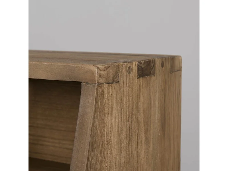 SIXTINE - Bureau 2 tiroirs avec étagères teck recyclé métal noir