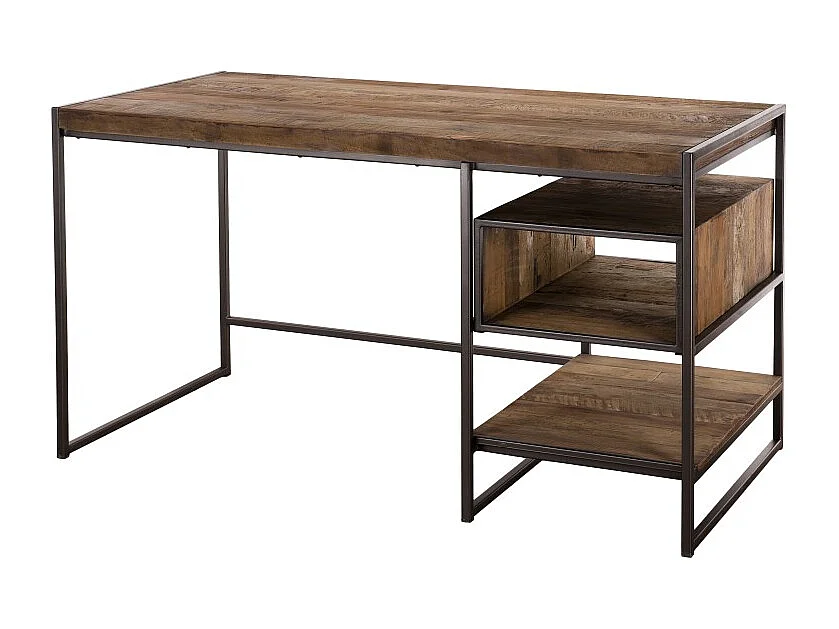 SIXTINE - Bureau 1 niche / 1 tablette en bois de Teck recyclé marron