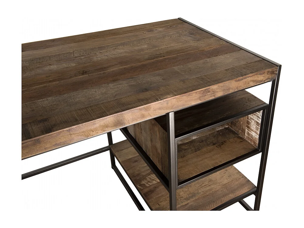 SIXTINE - Bureau 1 niche / 1 tablette en bois de Teck recyclé marron