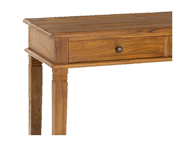 API - Bureau marron bois Teck 2 tiroirs