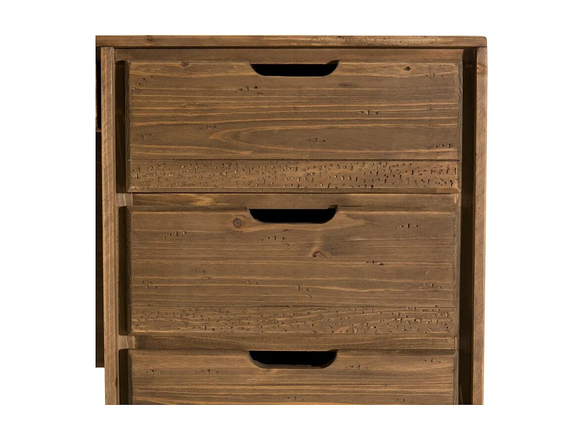 ANDY - Bureau scandi bois marron 6 tiroirs