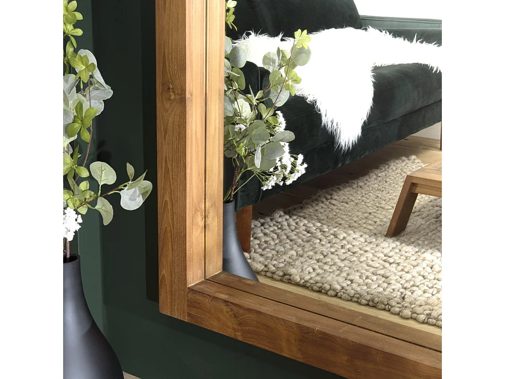 SIXTINE - Miroir rectangulaire marron 180x80cm bois teck