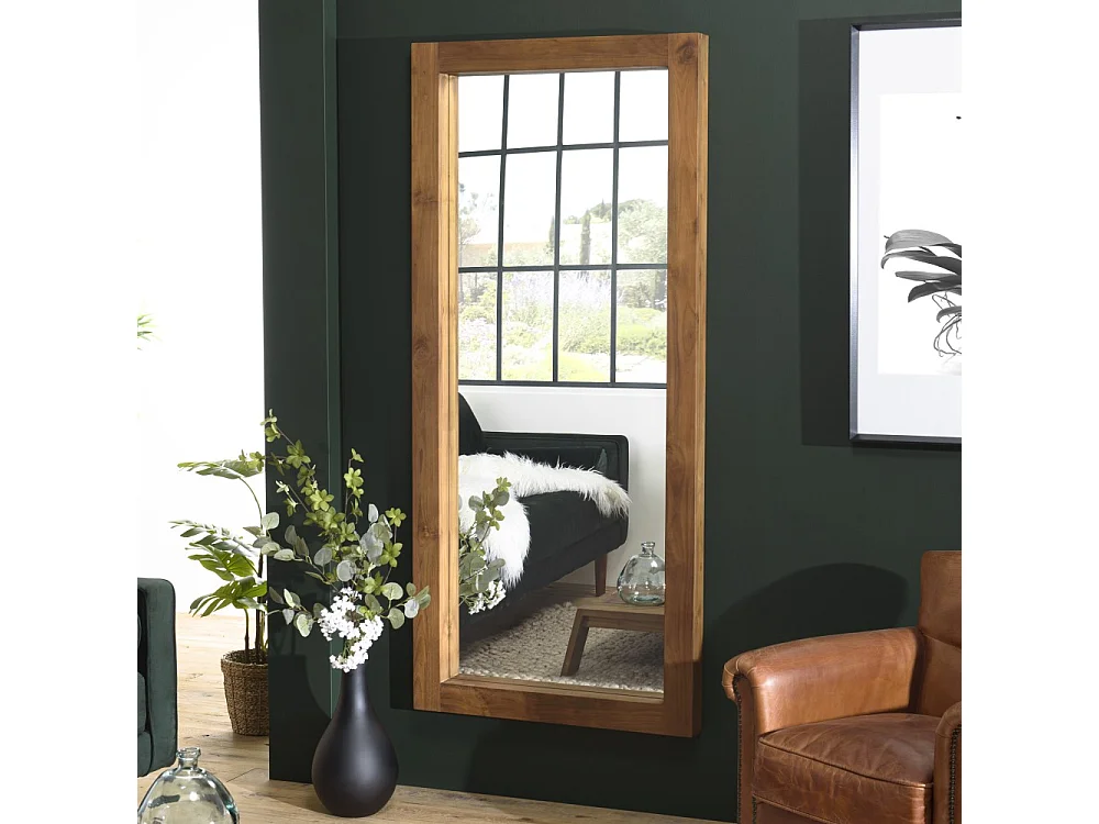 SIXTINE - Miroir rectangulaire marron 180x80cm bois teck