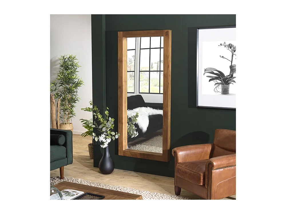 SIXTINE - Miroir rectangulaire marron 180x80cm bois teck