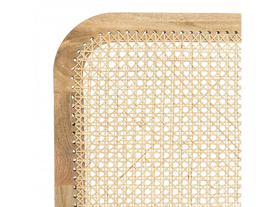 ISA - Paravent marron bois de manguier et cannage couleur naturelle