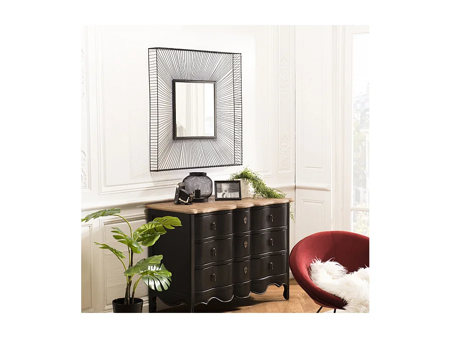 THEODORE - Miroir carré 90x90cm métal noir