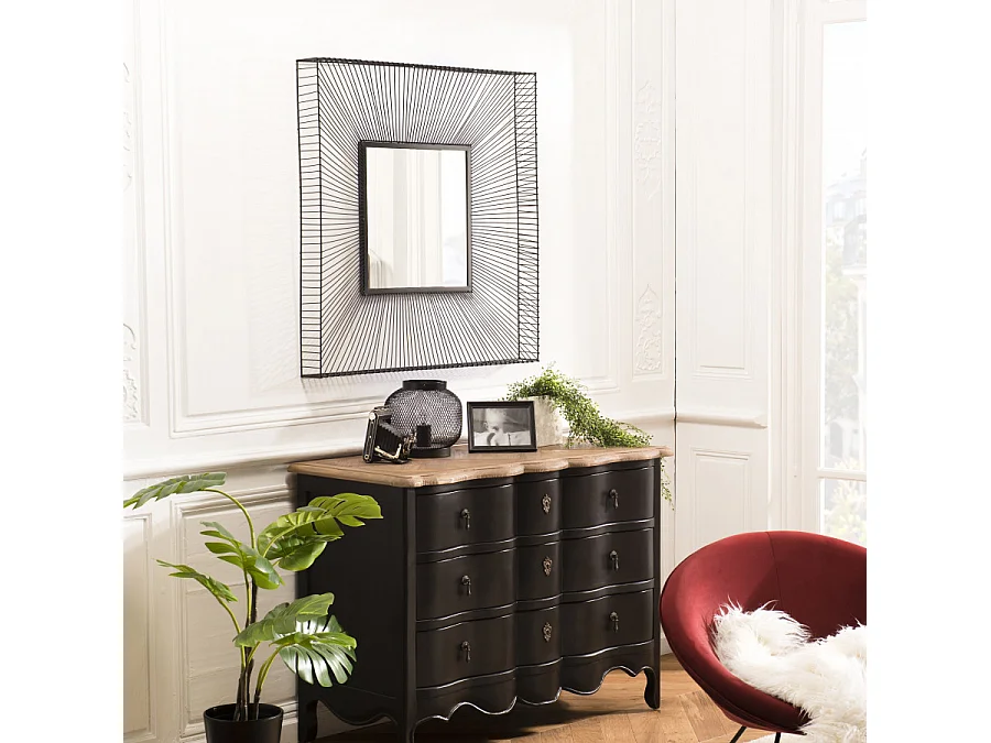 THEODORE - Miroir carré 90x90cm métal noir