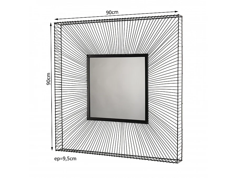 THEODORE - Miroir carré 90x90cm métal noir