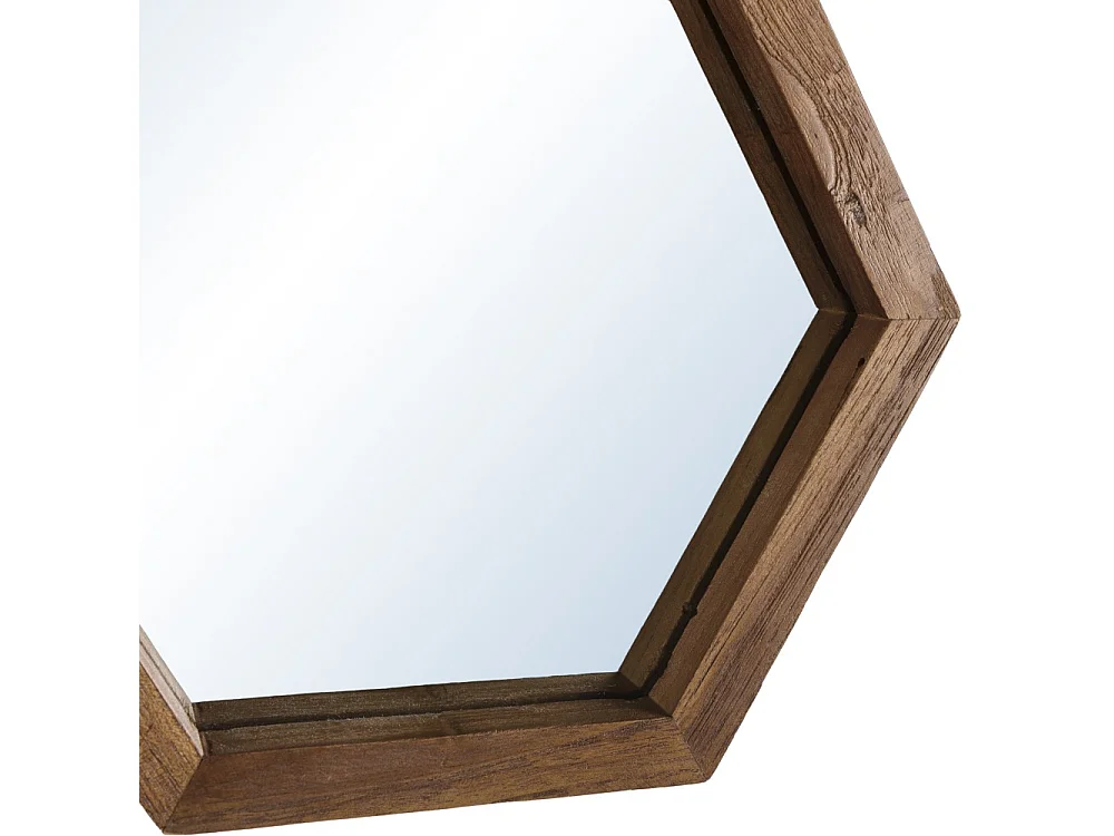 SIXTINE - Miroir 'S' marron structure bois teck recyclé forme hexagone