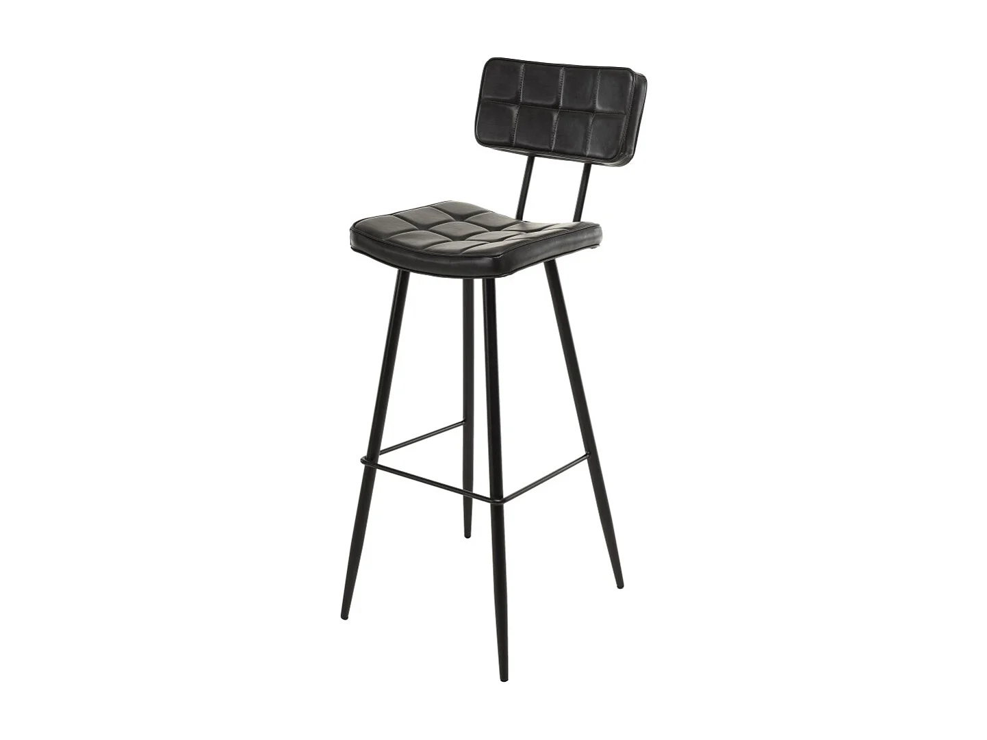 TOM - Lot de 2 tabourets de bar James noir hauteur d'assise 80cm