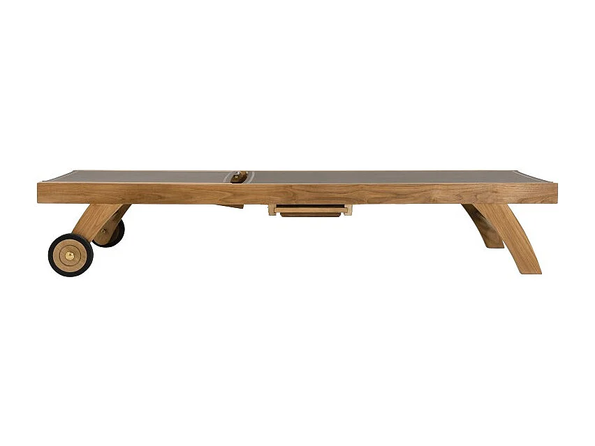 FUN - Bain de soleil en bois Teck et textilène couleur taupe