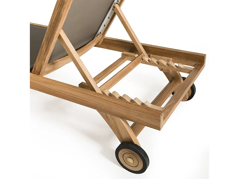 FUN - Bain de soleil en bois Teck et textilène couleur taupe