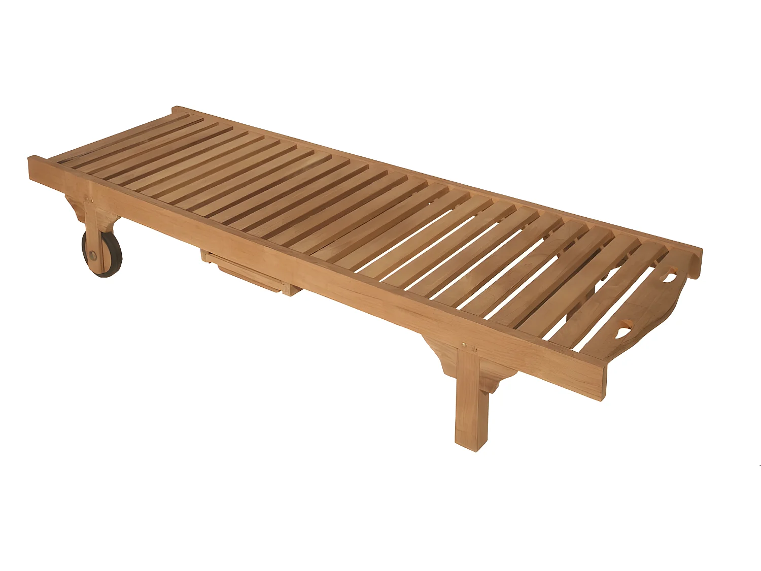 FUN - Bain de soleil avec roulettes en bois Teck