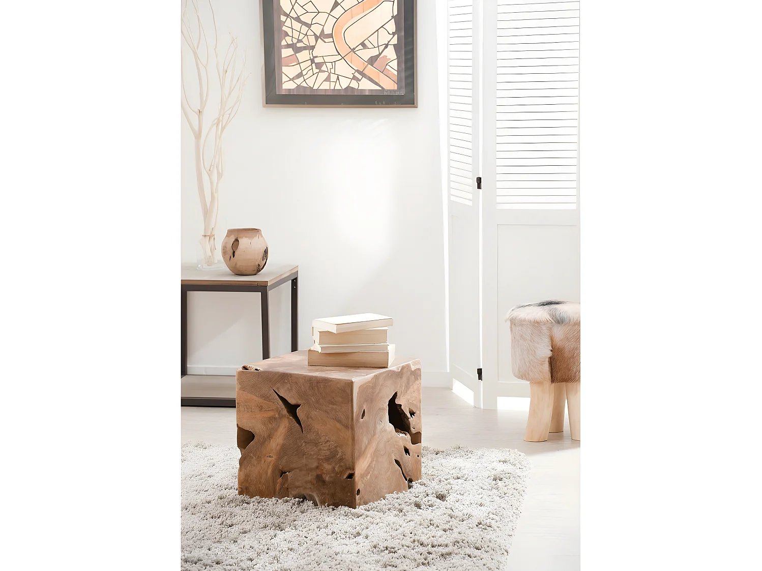 ERIS - Cube bois nature en teck