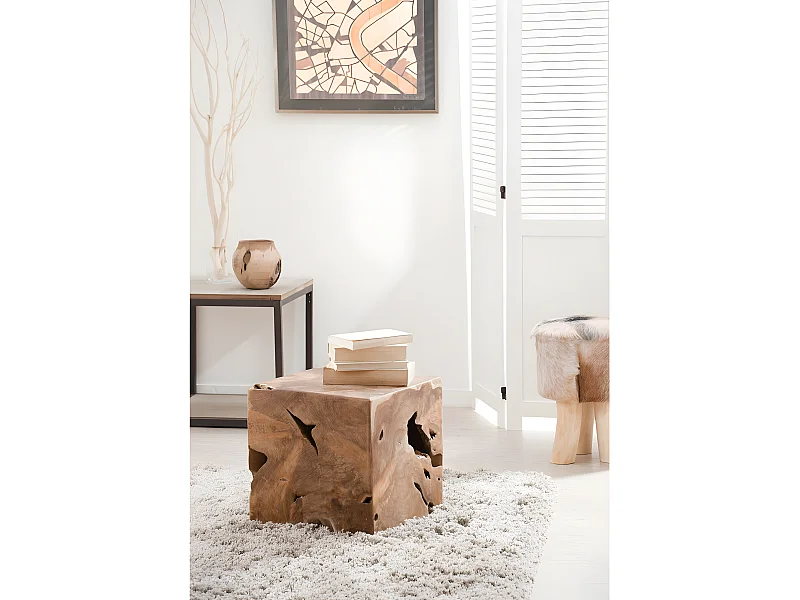 ERIS - Cube bois nature en teck