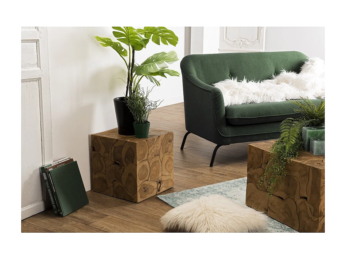 SAM - Cube 40x40cm bois Teck nature