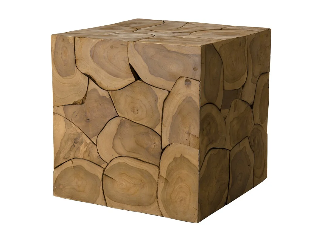 SAM - Cube 40x40cm bois Teck nature