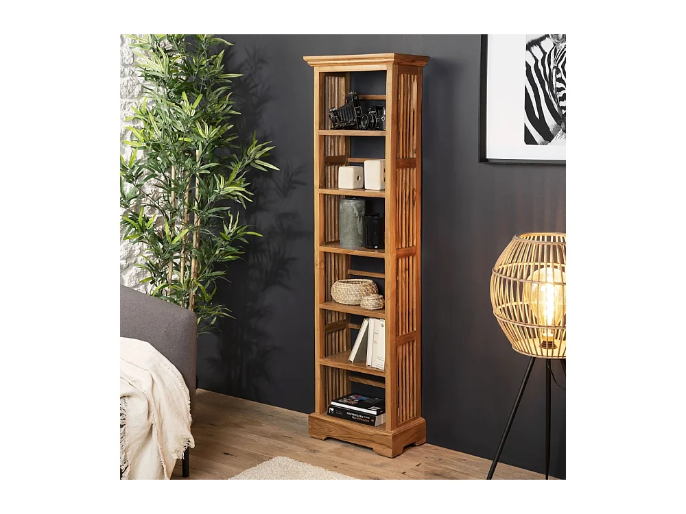API - Étagère bibliothèque marron 45 cm bois teck