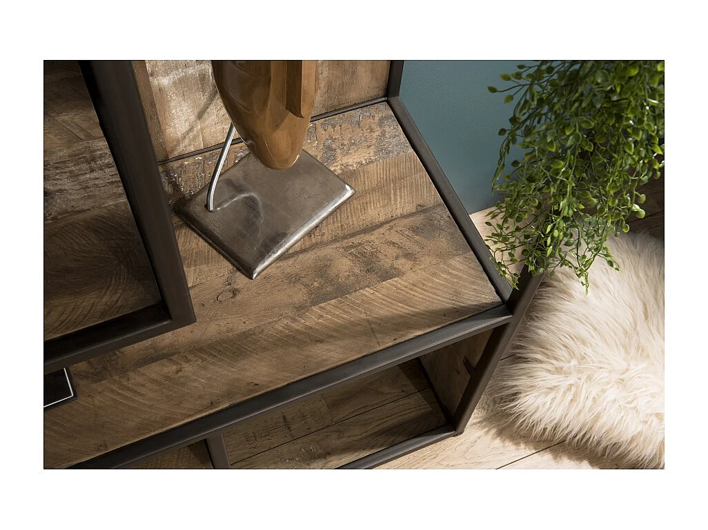 SIXTINE - Bibliothèque 6 niveaux 6 niches en bois Teck recyclé marron