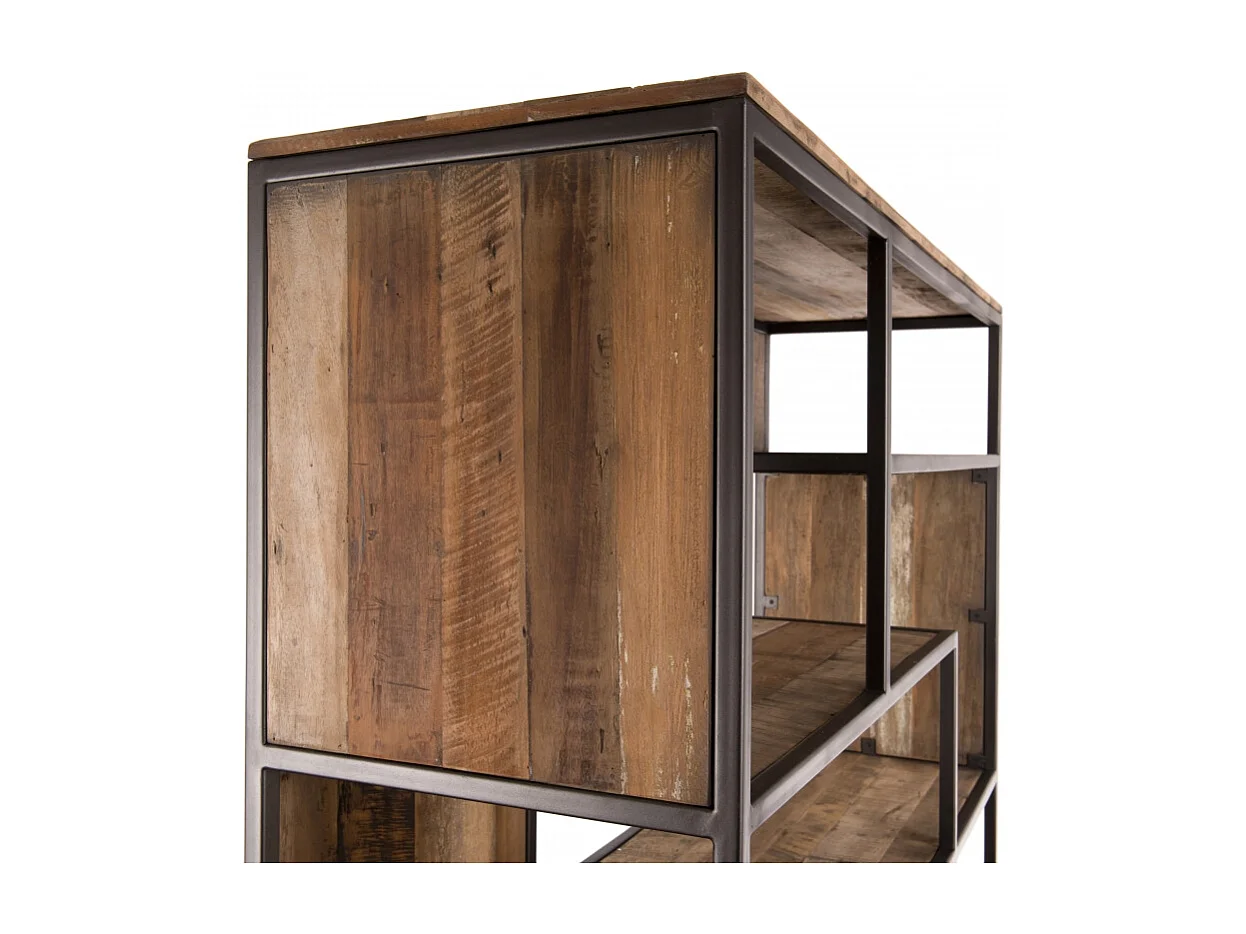 SIXTINE - Bibliothèque 6 niveaux 6 niches en bois Teck recyclé marron