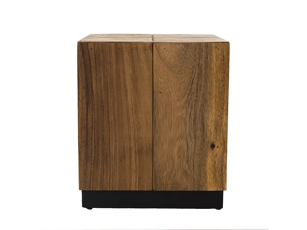SAM - Table d'appoint carrée 38x38cm bois Suar piètement noir
