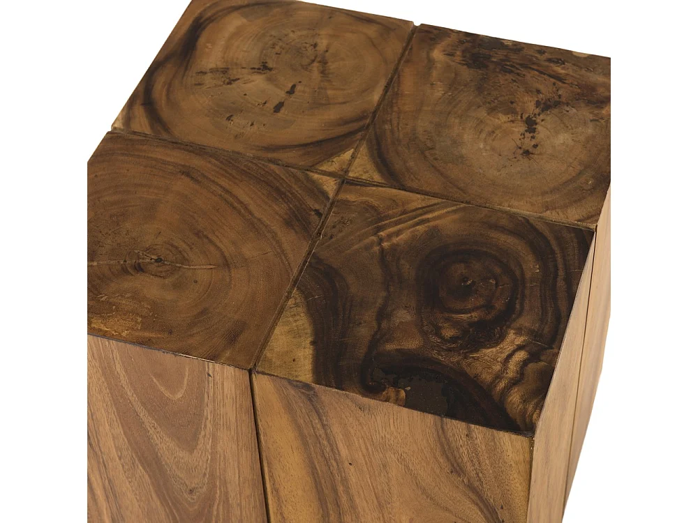 SAM - Table d'appoint carrée 38x38cm bois Suar piètement noir