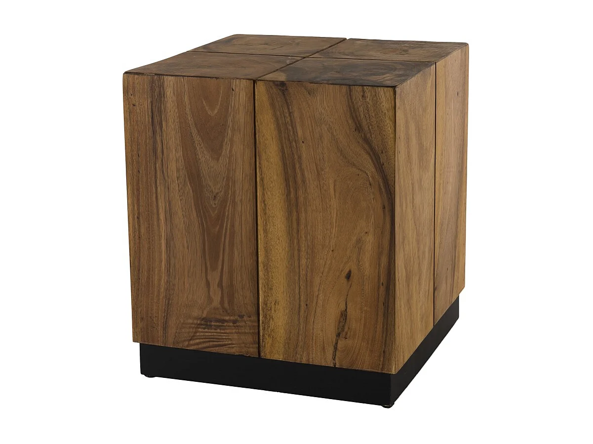 SAM - Table d'appoint carrée 38x38cm bois Suar piètement noir