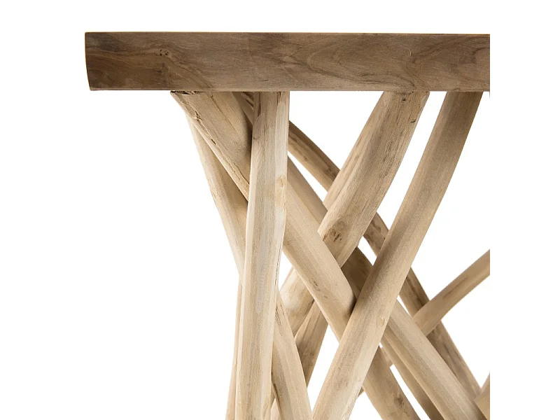 CLARA - Table d'appoint nature plateau carré en bois de teck 55x55cm