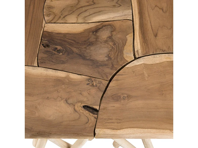 CLARA - Table d'appoint nature plateau carré en bois de teck 55x55cm