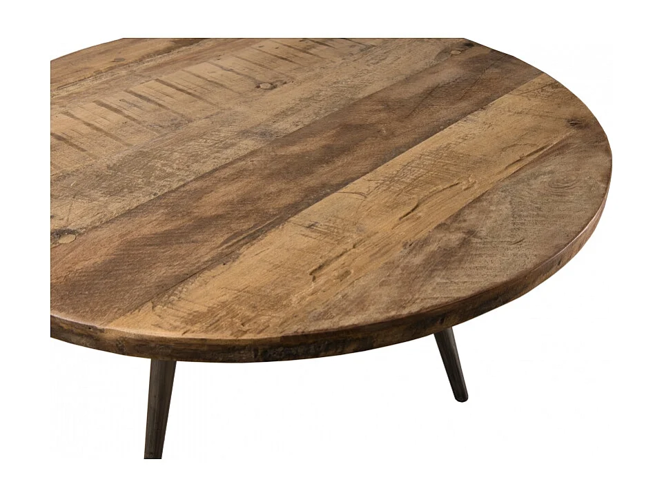 SIXTINE - Table basse d'appoint ronde 55x55cm bois teck recyclé marron