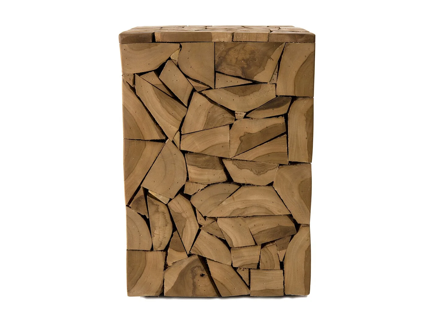 SAM - Table d'appoint marron carrée 30x30cm mosaïque bois Teck