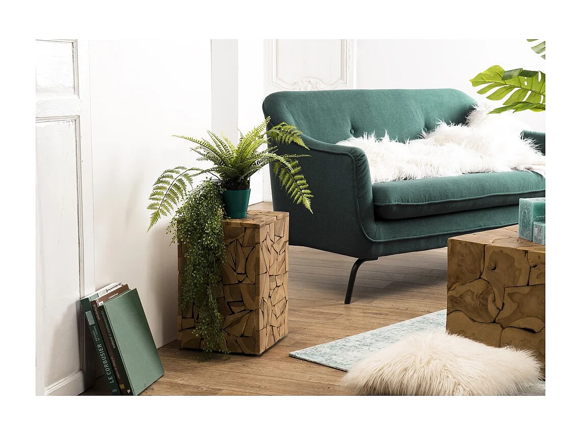 SAM - Table d'appoint marron carrée 30x30cm mosaïque bois Teck