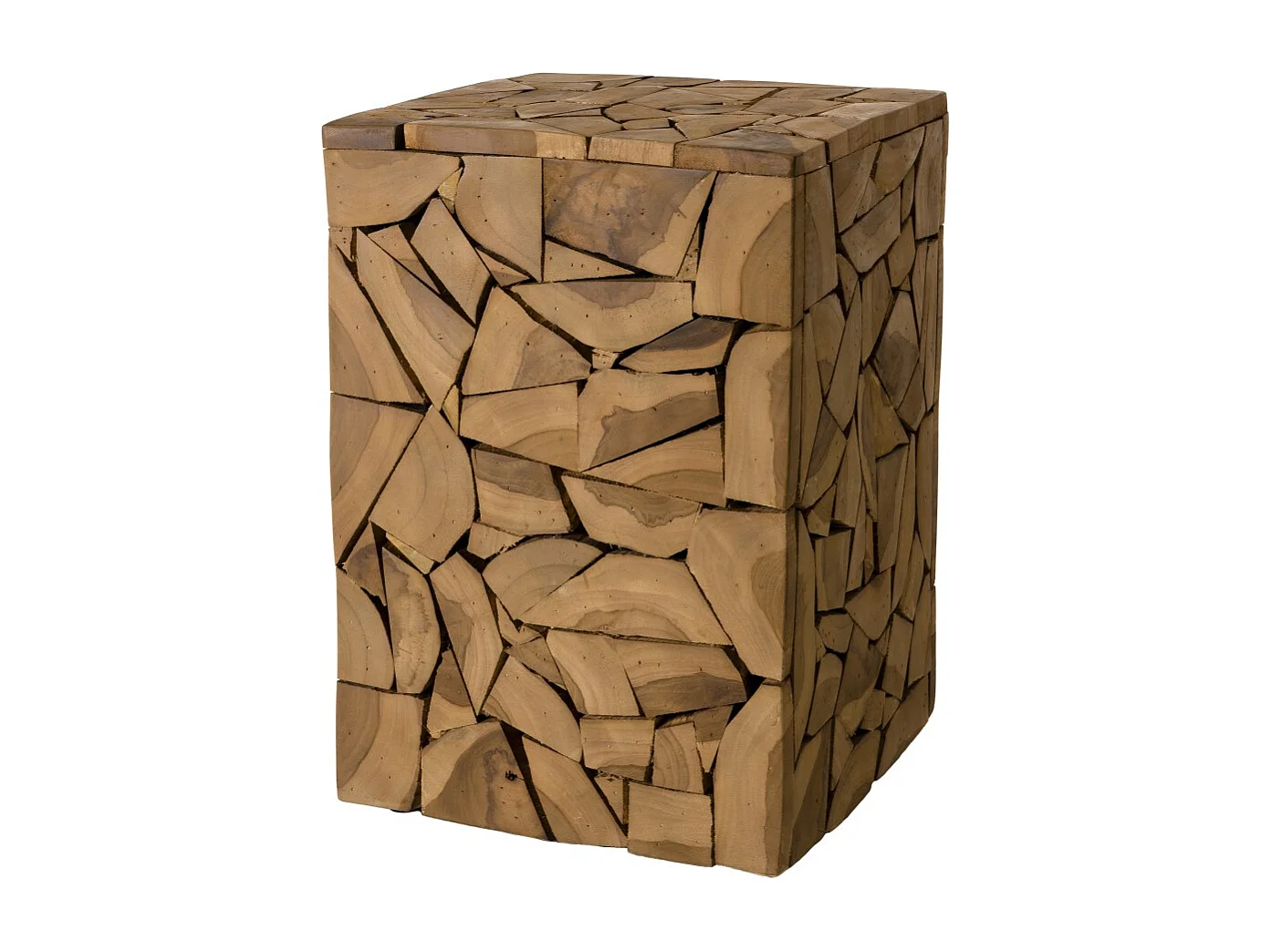 SAM - Table d'appoint marron carrée 30x30cm mosaïque bois Teck