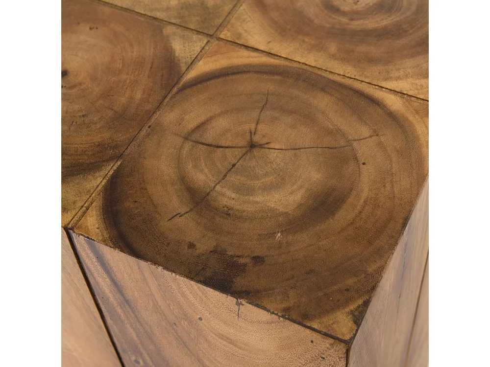 SAM - Table d'appoint carrée haute 38x38cm bois Suar piètement noir