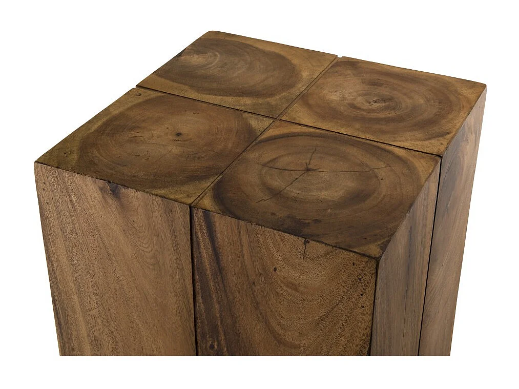 SAM - Table d'appoint carrée haute 38x38cm bois Suar piètement noir